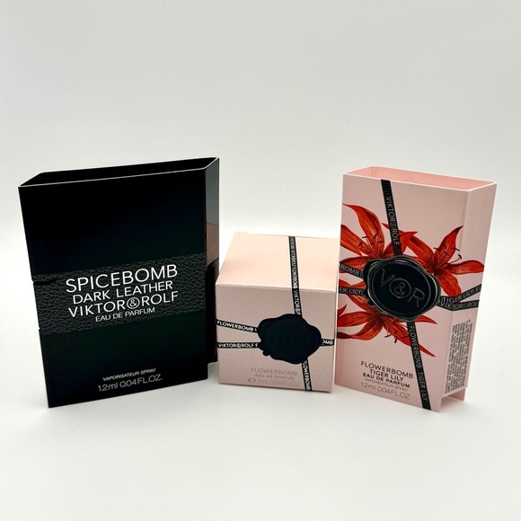 x3 Viktor & Rolf Flowerbomb Mini .24oz Tiger Lily & Spicebomb Dark Leather .04 - Picture 1 of 6